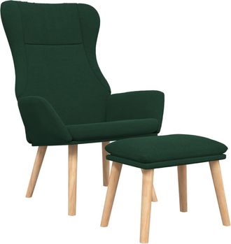 Nova Sill&oacute;n De Relax Con Taburete Tela Verde Oscuro Vidaxl