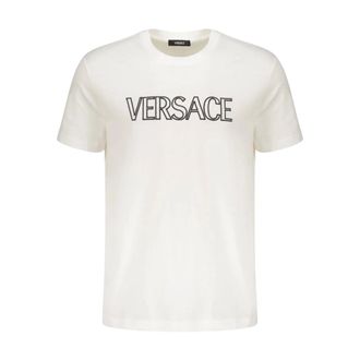 Versace T-Shirts, male, White, Size: 2XL Cotton T-shirt