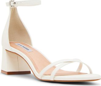 Steve Madden Rae Ankle Strap Sandal in White Leather at Nordstrom, Size 5.5