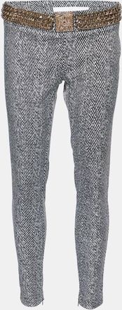 Elisabetta Franchi Gold Monochrome Chevron Nylon Blend Jeggings