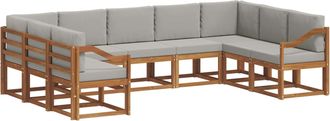 vidaXL Conjunto De Sof&aacute;s De Exterior 9 Uds. Gris Natural Y Claro Vidaxl