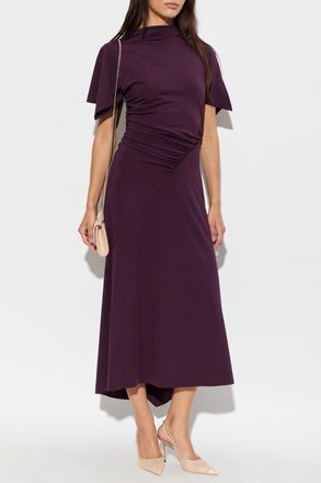 Victoria Beckham Asymmetric Draped Dress, Womens, Purple