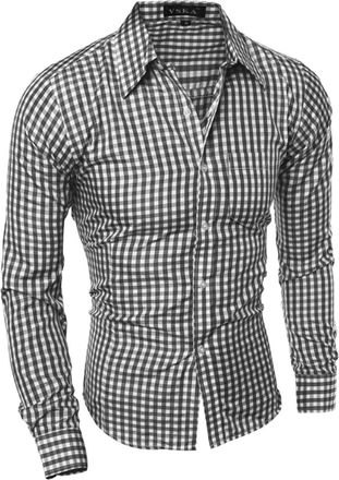 Generic Mens Gingham Check Shirt Long Sleeve Formal Shirts Casual Business Shirts Fashion Gingham Undershirt Non Iron Long Sleeve Tops Skin-Friendly Work Shir