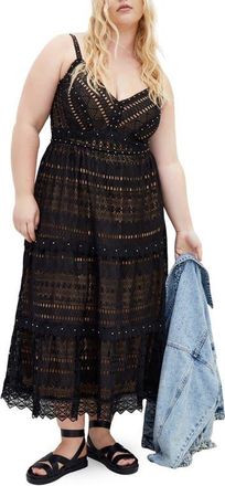 City Chic Mia Lace Midi Dress in Black at Nordstrom, Size Xxl