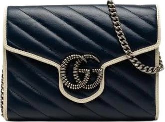 Gucci Pre-owned Wallet on Chain - Dames - Vintage Schoudertas - Blauw - ONE Size - Leer - Vintage