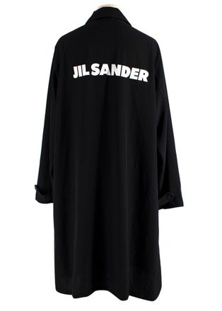 Jil Sander Black Printed Poplin Parka Coat Size M