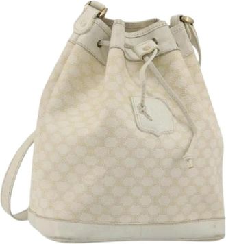Celine Pre-owned Vintage Macadam Canvas Shoulder Bag - Dames - Vintage Tas - Beige - ONE Size - Leer - Vintage