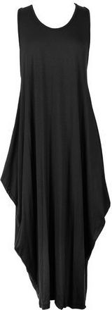 ZEE FASHION New Women Ladies Italian Lagenlook Tulip Parachute Dress Stretchy Sleeveless Long Tunic Top 8-18 Black