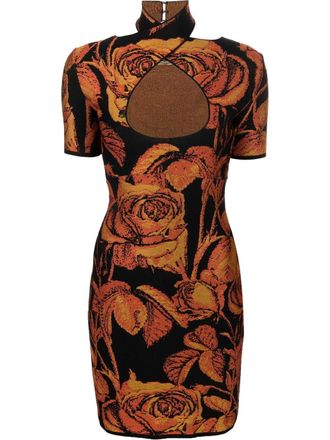 Roberto Cavalli floral jacquard mini dress - Black