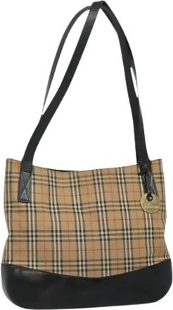 Burberry Pre-owned Shoulder Bags, female, Beige, Size: ONE SIZE Pre-owned Canvas Shoulder Bag