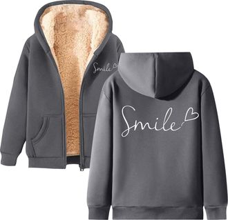 Generic Womens Hoodies Winter Warm Sherpa Lined Zip Up Hooded Sweatshirt Fleece Hoodies Winter Jackets for Women UK Hood Hoody Warm Tops Thick Coat Cosy Soft 