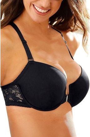 Lascana Front Clasp T-Shirt Bra in Black at Nordstrom, Size 34C
