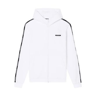 Emporio Armani Zip-throughs, male, White, Size: L Logo Series Hooded Sweatshirt