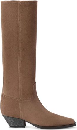 Brunello Cucinelli Mzsfc 3320P C9773 Cowboylaarzen - Dames - Cowboylaarzen - Bruin - 38 EU - Leer - Schoenen
