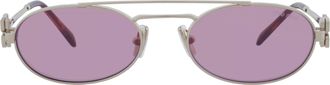 Miu Miu Dark Pink Silver Oval Ladies Sunglasses MU 54ZS ZVN50D 53