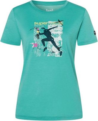 super.natural Running Art Tee Merinoshirt f&uuml;r Damen | gr&uuml;n/ various