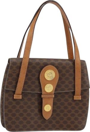 Celine Vintage Macadam Handbag Canvas And Leather Brown Canvas Handbag (Pre-Owned)