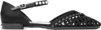 Jimmy Choo London Satin Ballerina Zwart Kristal Schoenen - Dames - Ballerinas - Zwart - 38 EU - Schoenen