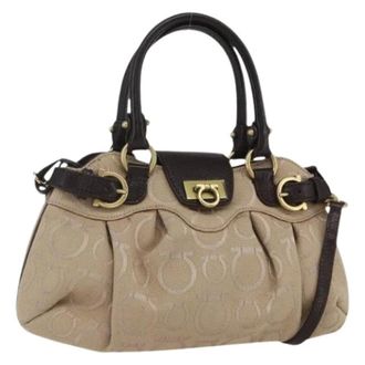 Ferragamo Pre-owned Handbags, female, Beige, Size: ONE SIZE Pre-owned Leather Handbag