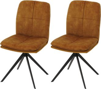 Hhg Hhg - Lote De 2 Sillas De Comedor 178, Silla De Cocina Sill&oacute;n, Posici&oacute;n Autom&aacute;tica Giratoria, Metal Tela/textil, Amarillo