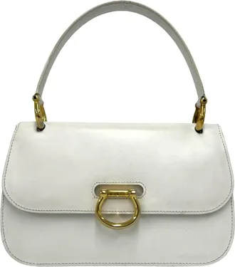 Celine White Leather Handbag Tote Bag (Pre-Owned)