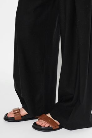 Furla Solea Leather Slides, Womens, Brown