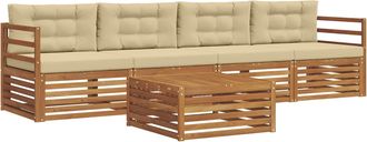 vidaXL Conjunto De Sof&aacute;s De Exterior 5 Uds. Natural Y Beige Vidaxl