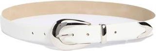 Vince Camuto Curved Buckle Faux Leather Belt in White Silver at Nordstrom Rack, Size X-Large