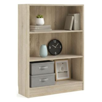 Dmora Librer&iacute;a Con Tres Compartimentos, Color Roble, 79 X 107 X 26 Cm, Con Embalaje Reforzado - Dmora
