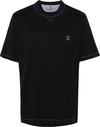 Brunello Cucinelli T-shirt - Heren - T-shirts - Blauw - XL - Katoen - Tops