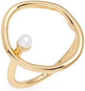 Nordstrom Demi Fine Open Freshwater Pearl Ring in 14K Gold Plated at Nordstrom, Size 7