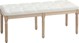 HOMCOM End Of Bed Bench - Upholstered Bedroom Bench - Cream White | TJ Hughes