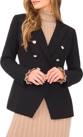 CeCe by Cynthia Steffe Heart Button Double Breasted Blazer in Rich Black at Nordstrom Rack, Size 2