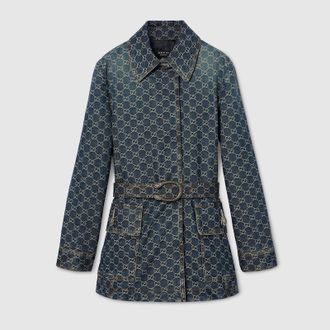 Gucci GG Cotton Denim Jacquard Jacket, Blue, Ready-to-wear