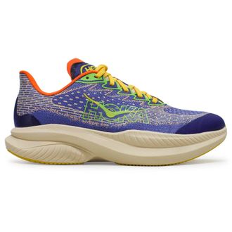 Hoka One One Hoka Mach 6 Textile Synthetic Youth Comfort Trainers - Ultramarine Electric Tangerine - Size:UK 4.5