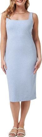 Travis Mathew Friday Sleeveless Ponte Midi Dress in Heather Brunnera Blue at Nordstrom, Size Medium