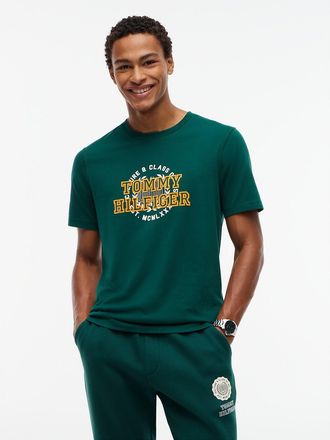 Tommy Hilfiger Mens Circle Varsity Logo T-Shirt - Ornamental Green - L