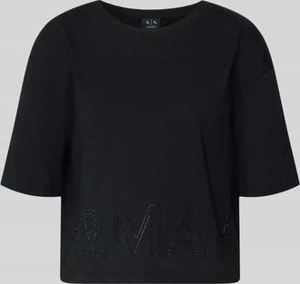 A|X Armani Exchange Boxy Fit T-Shirt mit Ziersteinbesatz in Black, Gr&ouml;&szlig;e XL