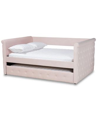 Baxton Studio Amaya Light Pink Velvet Daybed