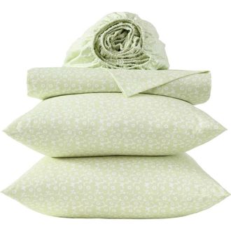Marimekko Pikkuinen Unikko Cotton Sheet Set in Light Green at Nordstrom, Size Queen
