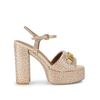 Kurt Geiger Womens Kingsley Platform Sandals - Gold Fabric - Size UK 5
