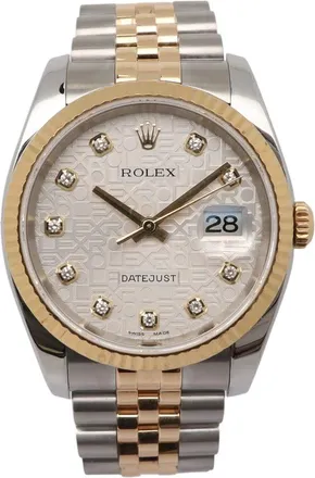 Rolex Pre-owned Rolex Datejust Automatic Chronometer Diamond Silver Dial Mens Watch 116233 SDJ