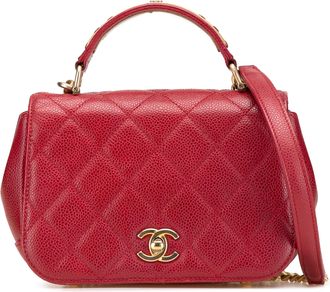 Chanel Pre-owned Womens Quilted Caviar Leather Handbag - Red - One Size