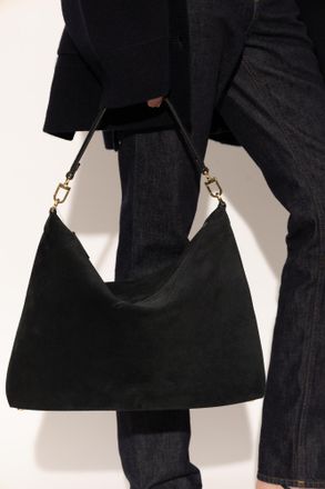 Toteme Suede Shoulder Bag, Womens, Black