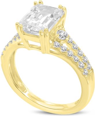 LuvMyJewelry Gohar 14K Yellow Gold Emerald Cut Lab Grown Diamond Engagement Ring - 2.04 Ct