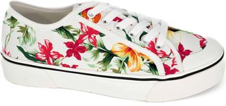 Corkys Footwear Womens Waiting List Floral Sneakers In White