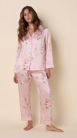 The Cats Pajamas Silk Pajama Set in Eden Rose - Pink at Nordstrom, Size X-Large