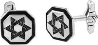 Effy Mens Sterling Silver Black Spinel Star of David Cuff Links at Nordstrom Rack