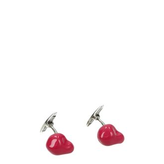 Bottega Veneta Herrens Silberne Manschettenkn&ouml;pfe und Krawattenklammer in Fuchsia/Hortensie