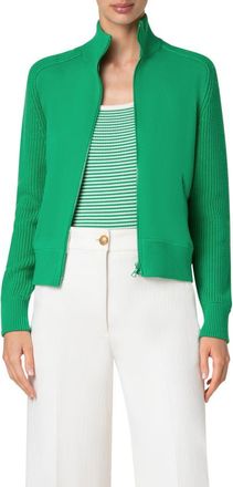 Akris Stretch Merino Wool Bomber Cardigan in Sea Green at Nordstrom, Size 14
